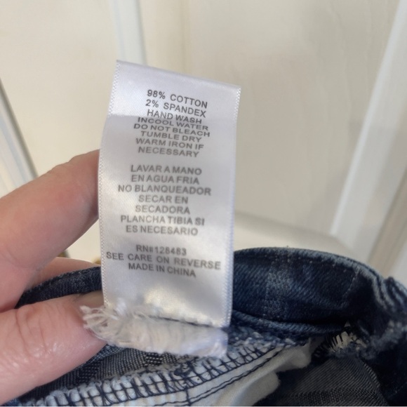 Uniq by Litz Jeans Women's 26 Blue Pinstripe Flare Leg Raw Hem Boho Retro - Picture 6 of 8